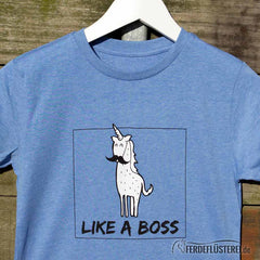 Kids Shirt aus Biobaumwolle! "Like a Boss!" in Midheather Blue